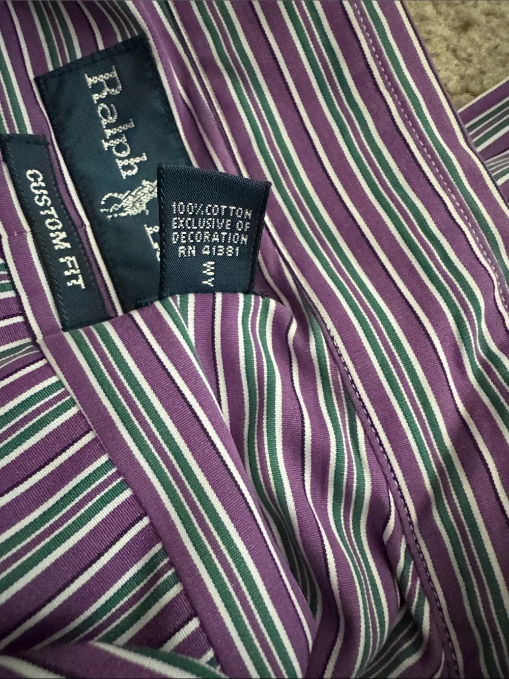 Polo by Ralph Lauren Purple and Green Striped Button-Down Shirt